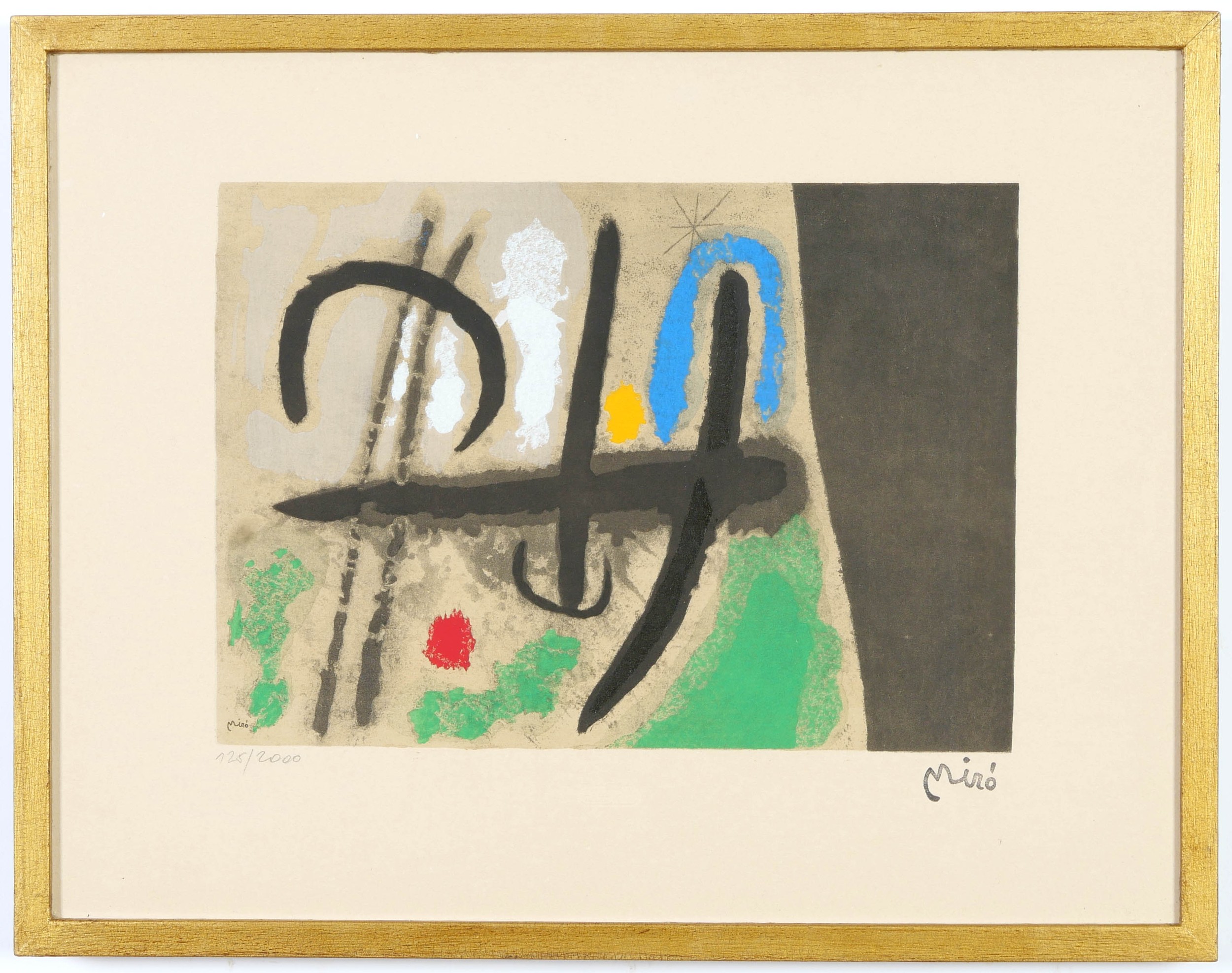 JOAN MIRO, a set of five signed in the plate, abstract pochoirs, stamped signature, numbered edition - Image 5 of 7