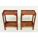 LAMP TABLES, a pair, burr walnut with rectangular tray tops and undertier, 55cm H x 24cm D x 39cm W.