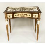 FLORENTINE SIDE TABLE, mid 20th century parcel gilt and concave fronted with three frieze drawers