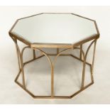 LOW TABLE, octagonal mirror glazed with gilt metal supports, 80cm W x 50cm H.