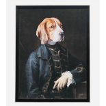 LORD BARKER, print on board, framed, 105cm high, 82cm wide.