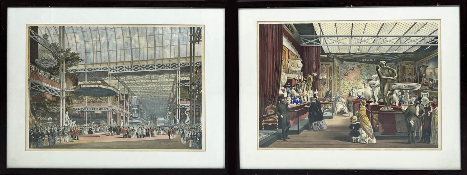 COLOUR PRINTS OF THE GREAT EXHIBITION 1851, a pair, 50cm x 66cm. (2)