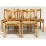 DINING CHAIRS, a set of five, 1960s Danish style, woven seats, 50cm W. (5)