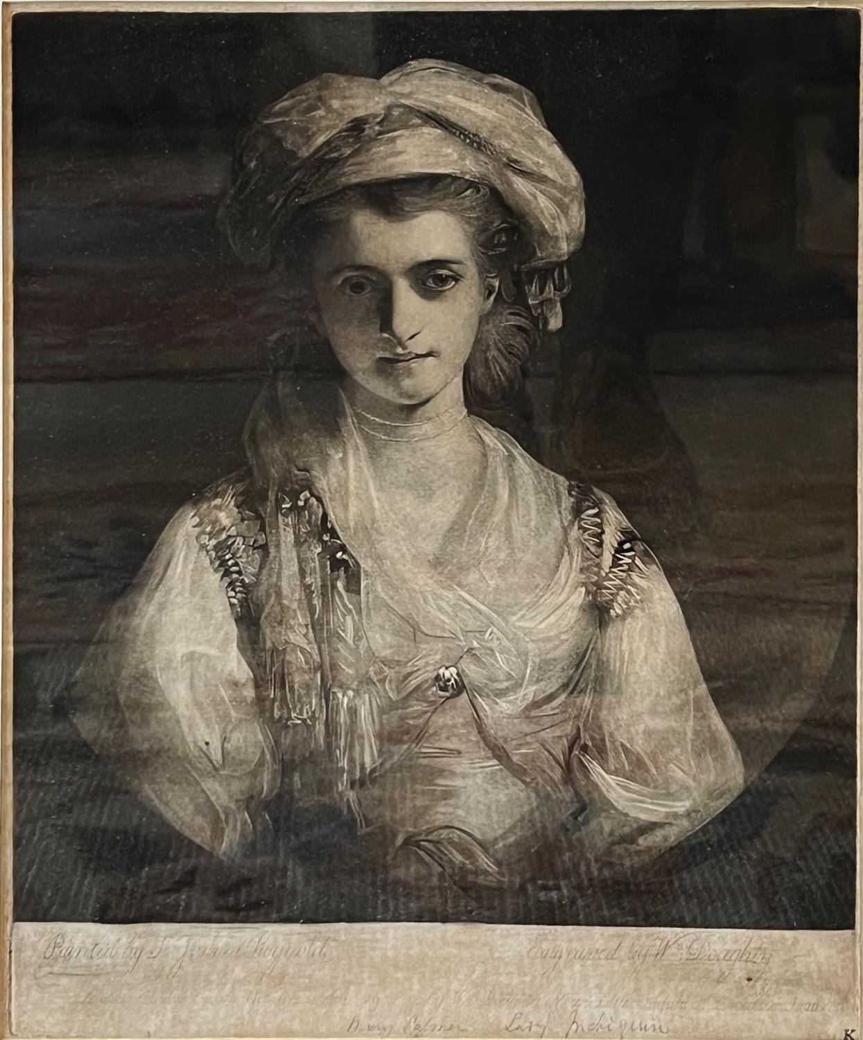 WILLIAM DAUGHTY AFTER SIR JOSHUA REYNOLDS, 'Mary Palmer mistress of Thomond', engraving 38cm x 28cm, - Image 2 of 3