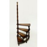 LIBRARY STEPS, Georgian style mahogany with four spiral gilt tooled leather trimmed steps, 118cm H x