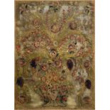 ANTIQUE ENGLISH CREWEL WORK TAPESTRY, 144cm x 105cm.