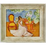 HENRI MATISSE, Femme Assise Jaune, offset lithograph, signed in the plate, vintage French frame,