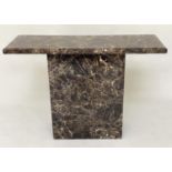 CONSOLE TABLE, contemporary rectangular marble veneered on conforming plinth support, 110cm x 40cm x