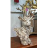 CONTEMPORARY SCHOOL SCULPTURAL BUST OF A STAG, faux aged terracotta, 78cm H.