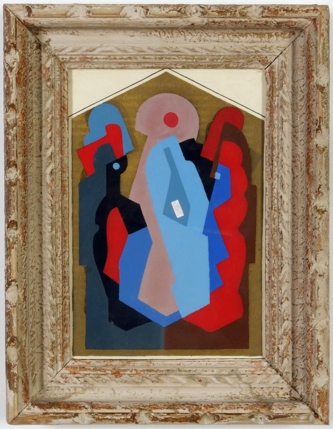 ALBERT GLEIZES, Abstract pochoir in colours, 1929, vintage French frame, 20.5cm x 14.5cm.