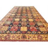 FINE INDIAN AGRA CARPET, 550cm x 245cm, garden design.