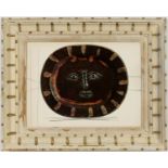 PABLO PICASSO, Visage, quadrichrome of a ceramic plate, suite: Ceramiques, vintage French frame,