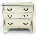 CHEST, 73cm H x 76cm W x 46cm D, cream painted with three drawers.