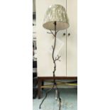 COX SAPLING FLOOR LAMP, 179cm H bronzed wrought iron with a shade.