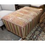 OTTOMAN, with a rising woven top enclosing space for storage and multicoloured striped sides, 92cm x