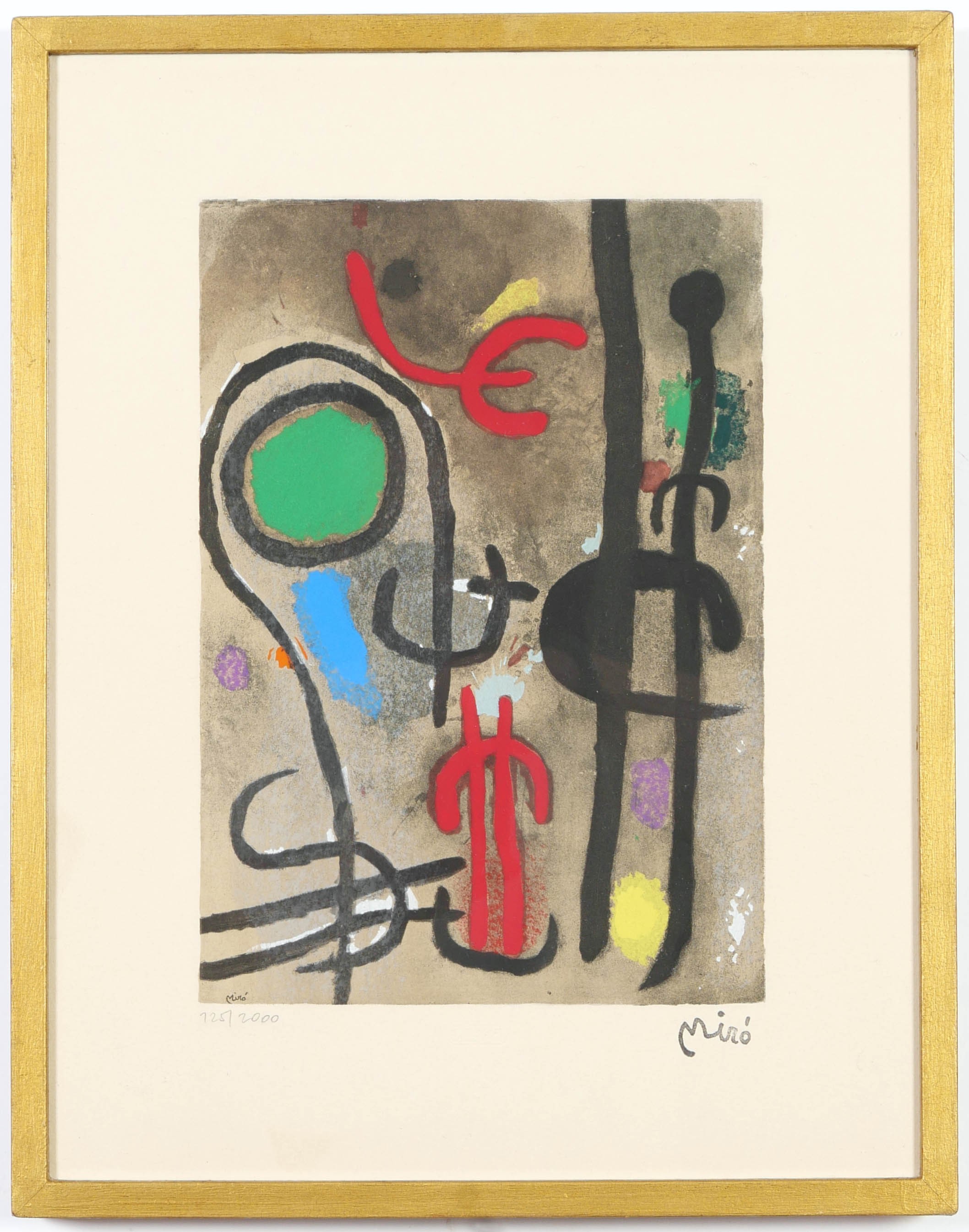 JOAN MIRO, a set of five signed in the plate, abstract pochoirs, stamped signature, numbered edition - Image 2 of 7