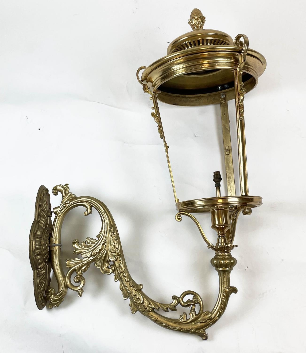 MANOR HOUSE LANTERN, Victorian style brass on ornate foliate branch, 130cm H x 86cm W. - Image 3 of 5