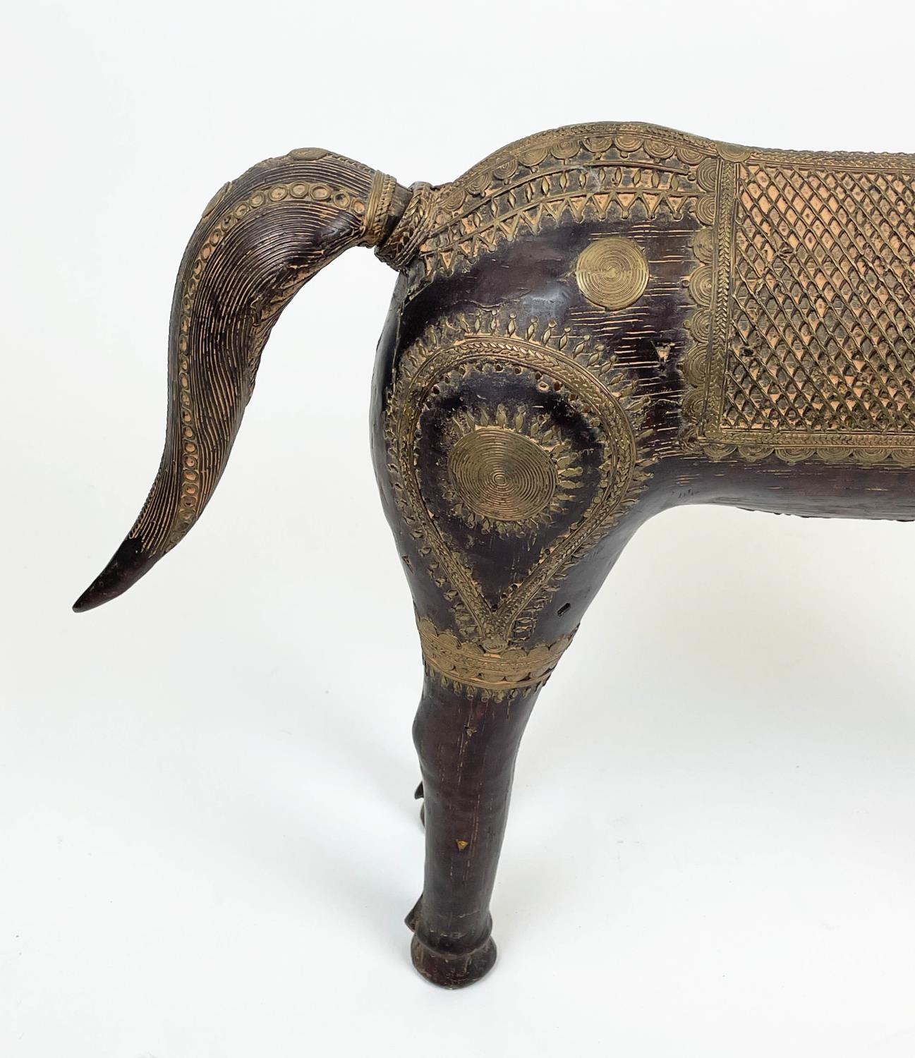 INDIAN BRONZE HORSE, embellished with saddle and decorative detail, 90cm L x 74cm H. - Image 3 of 5