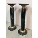 PEDESTALS, a pair, 102cm x 29cm, Corinthian column design, marble with gilt mounts. (2)