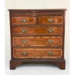 BACHELOR'S CHEST, George III design yewwood with brushing slide and five drawers, 59cm x 43cm x 63cm