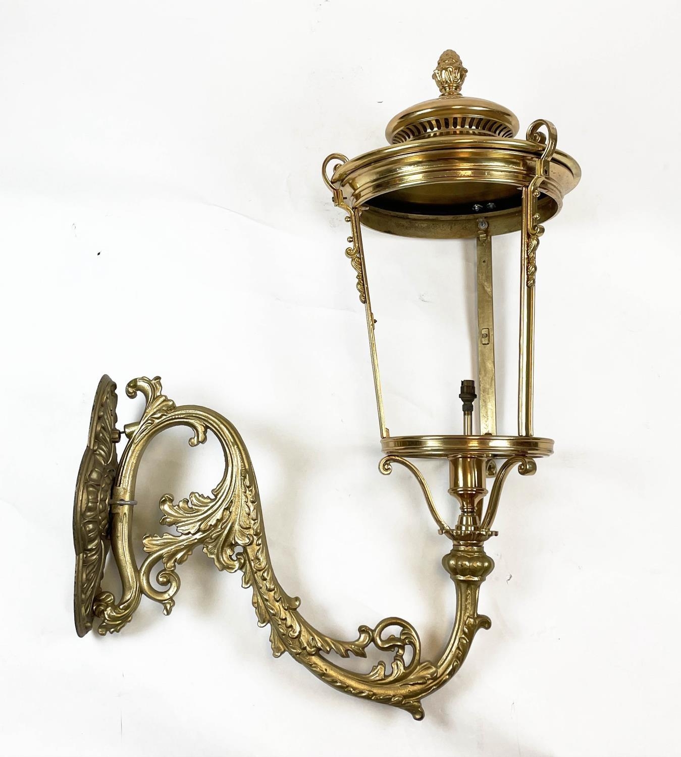 MANOR HOUSE LANTERN, Victorian style brass on ornate foliate branch, 130cm H x 86cm W.