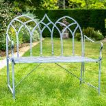 GARDEN BENCH, 103cm high, 104cm wide, 55cm deep, Regency style, grey painted.