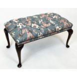 STOOL, 51cm H x 97cm W x 55cm D, Georgian style in buttoned Ikat fabric.