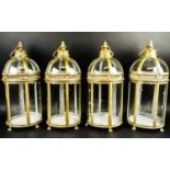 STORM LANTERNS, a set of four, regency style, gilt metal, 46cm x 19cm x 19cm. (4)