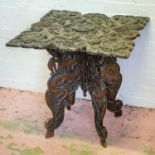 OCCASIONAL TABLE, 62cm x 64cm W, 20th century Chinese hardwood with high relief dragon carved square