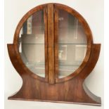 'CIRCULAR' ART DECO DISPLAY CABINET, circa 1930 figured walnut of circular form with two glazed