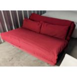 LIGNE ROSET 'MULTY' SOFABED, by Claude Brisson, 165cm W, in red fabric.