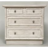 FAUX BAMBOO CHEST, French grey painted with two short and two long drawers, 80cm x 47cm x 75cm H.