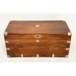 CAMPHORWOOD TRUNK, 19th century Chinese export brass bound with rising lid and carrying handles,