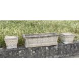 GARDEN PLANTERS/WINDOW BOXES, well weathered reconstituted stone rectangular of neo classical form