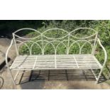 GARDEN BENCH, 100cm H x 165cm W x 43cm D, Regency style, with white painted metal.