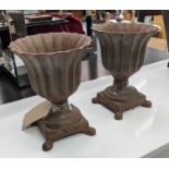 GARDEN URNS, a pair, 44cm H x 32cm, Campana style, cast metal, and another pair of urns,