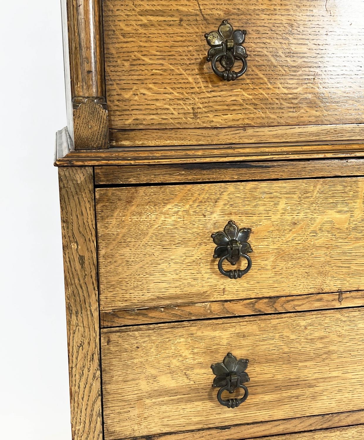 TALLBOY, early 20th century English oak, in two parts with with seven drawers, 164cm H x 79cm W x - Bild 4 aus 4