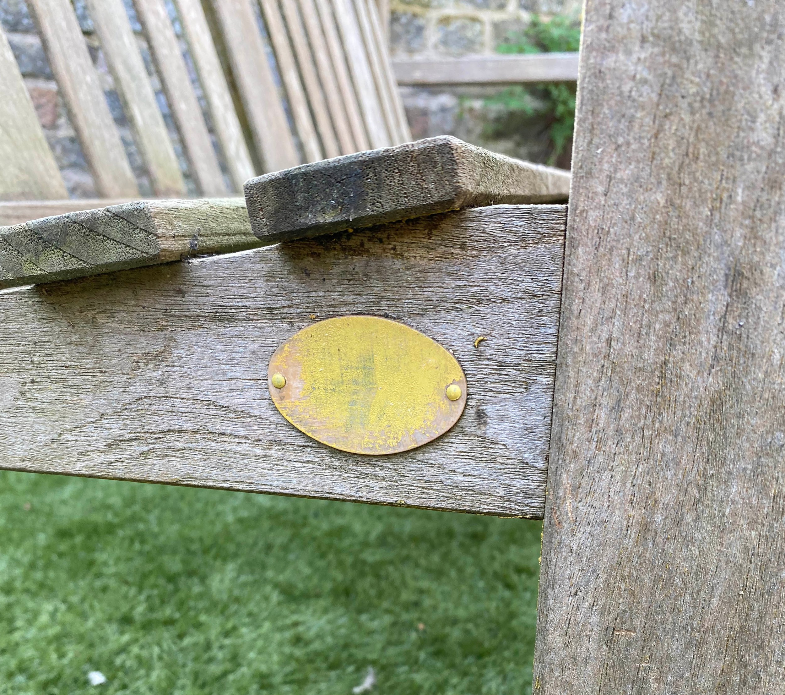 LISTER GARDEN BENCH, 154cm W, weathered teak of slatted construction. - Image 4 of 6