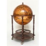 GLOBE COCKTAIL CABINET, in the form of an antique terrestrial globe on stand, 100cm H.