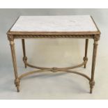 CONSOLE/CENTRE TABLE, 19th century French Louis XVI design with inset marble top and fluted