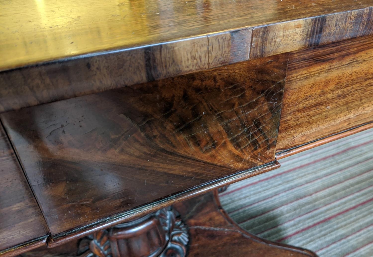 PEDESTAL WRITING TABLE, early Victorian, goncalo alves, fitted with two drawers, barrel turned - Bild 8 aus 8