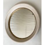 WALL MIRROR, circular Regency style white with gilt slip and reeded frame, 85cm W.