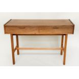 WRITING TABLE, 1960s Danish rosewood with two frieze drawers and stretchered supports, 122cm x