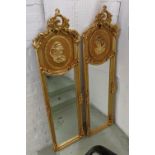 PIER MIRRORS, a pair, 178cm x 52cm each, belle époque style, gilt frames.