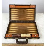 BACKGAMMON TRAVEL CASE, monogrammed LV, 40cm L x 10cm W.