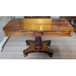 PEDESTAL WRITING TABLE, early Victorian, goncalo alves, fitted with two drawers, barrel turned