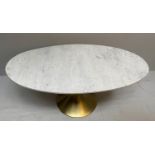 LOW TABLE, 44cm H x 100cm W x 56cm D, 1960s Italian style, marble top, gilt metal base.