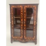 DUTCH BOOKCASE, 19th century mahogany and satinwood marquetry inlay with two glazed panelled doors