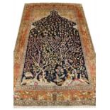 FINE TURKISH KUMKAPI DESIGN SILK RUG, 208cm x 137cm