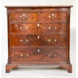 SCOTTISH HALL CHEST, early 19th century flame mahogany of adapted shallow proportions with two short